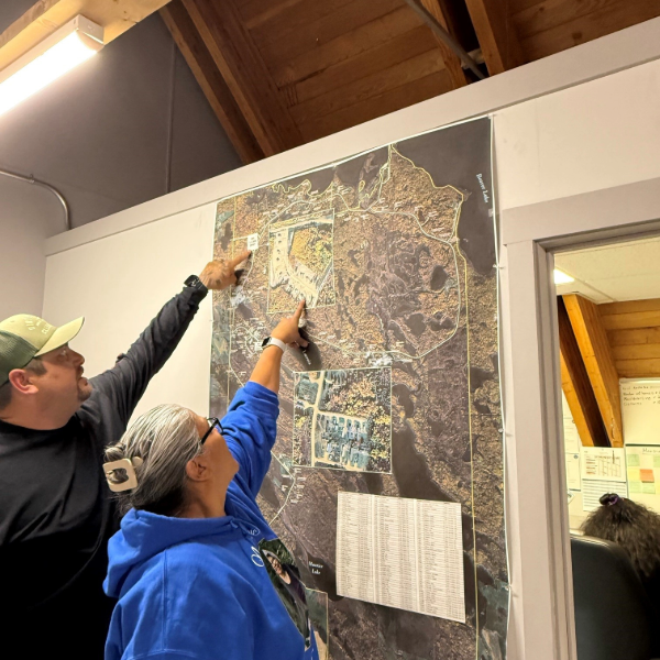 Orrin Pruden and Tanis Boucher discuss future plans and community development at Beaver Lake Cree Nation.